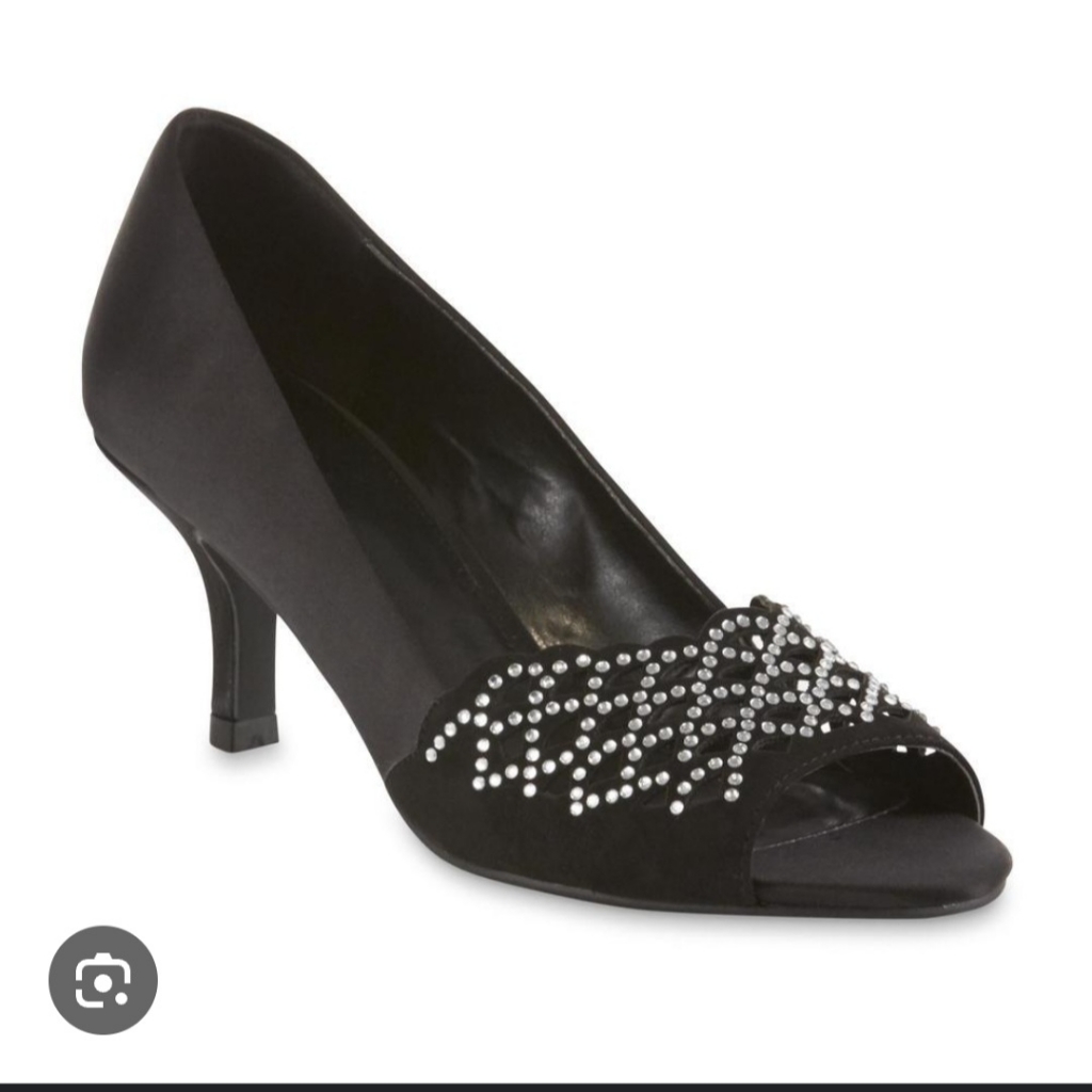 Laura Scott Women's Karlotta Black Open/Peep Toe Dress Pump Shoes